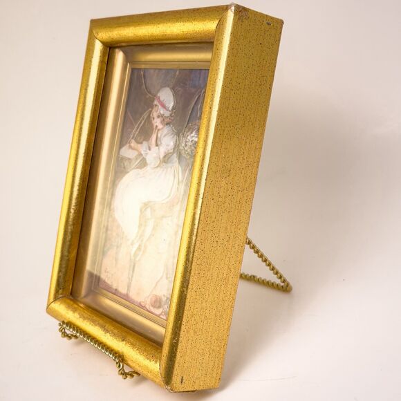 Vintage 3D Dimensional Framed Art 7x9 Gold Frame Victorian Child Scene - Picture 7 of 13